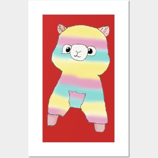 Rainbow Alpaca - Pink Posters and Art